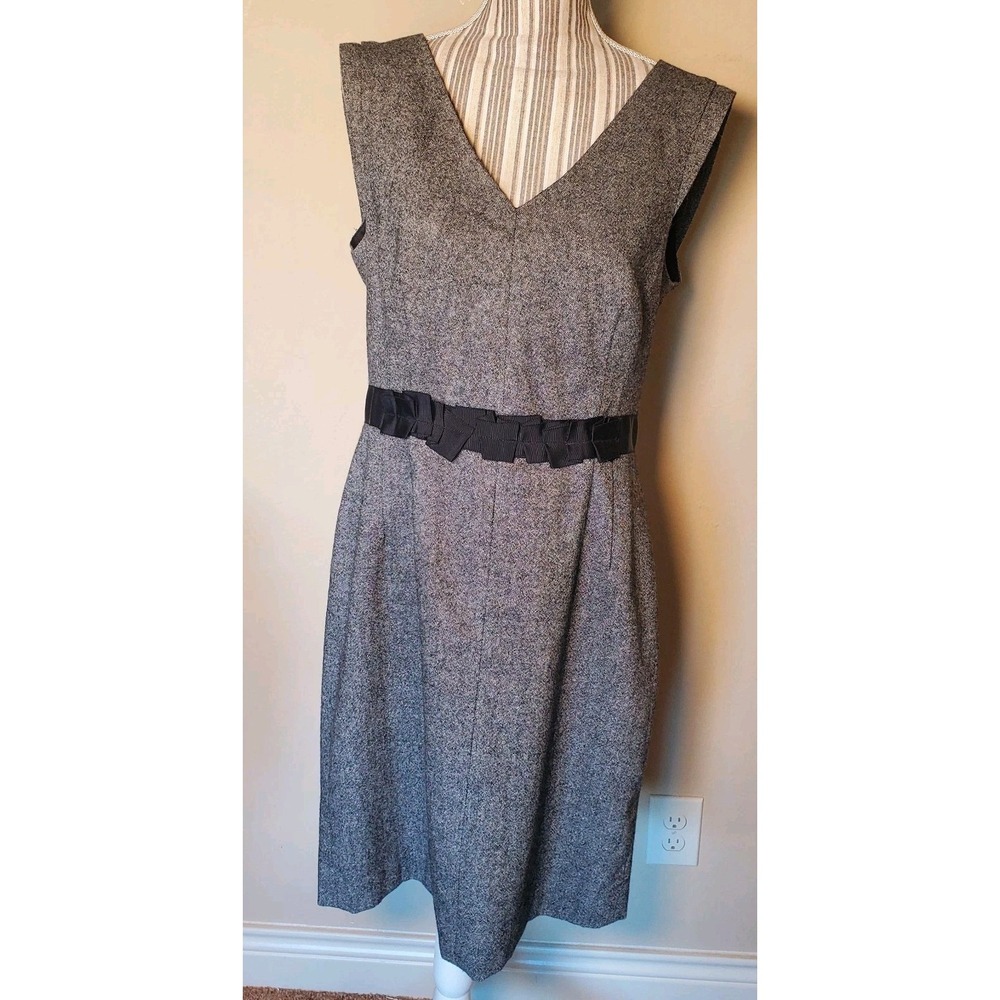 Banana Republic Dress Women 12 Charcoal Sleeveless Wool Blend Midi Lined Stretch